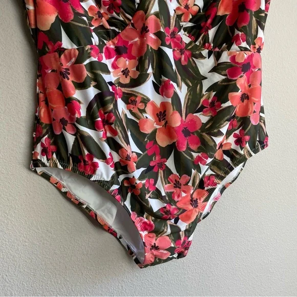 Anthropologie Floral One Piece Swimsuit - Pink and Green - Picture 4 of 12